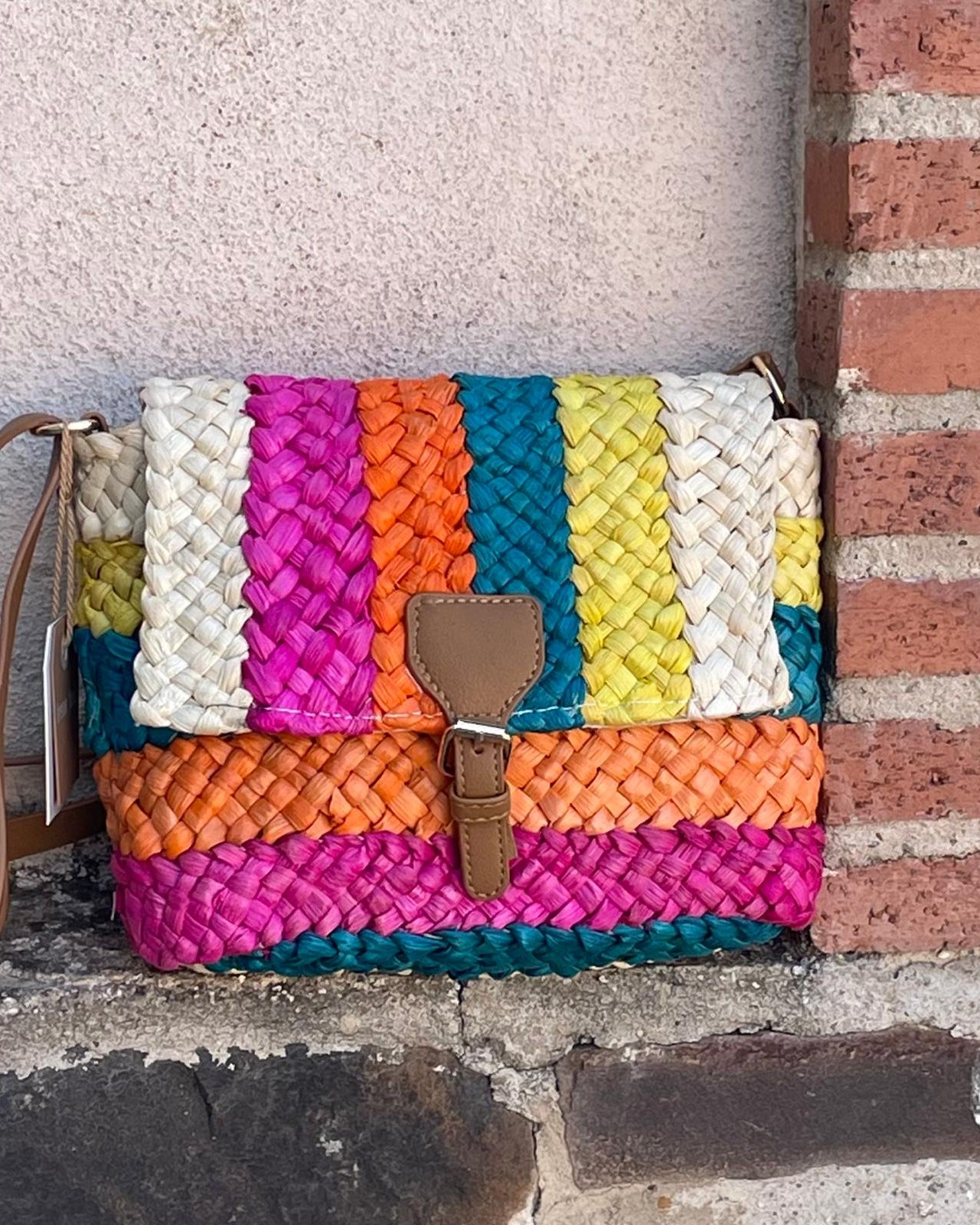BOLSO EN RAFIA MULTICOLOR