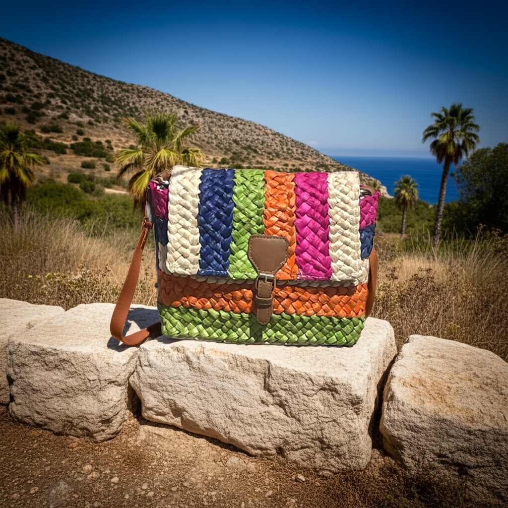 BOLSO EN RAFIA MULTICOLOR