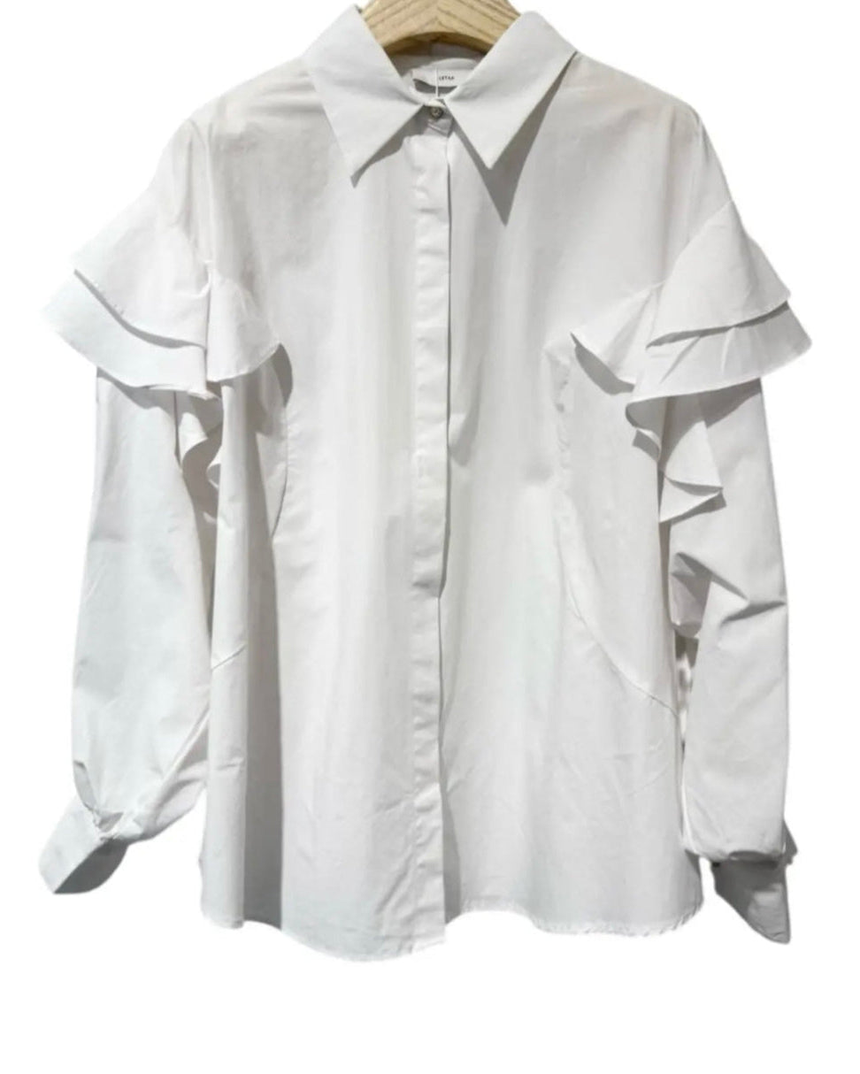 CAMISA BLANCA CON VOLANTES EN MANGAS