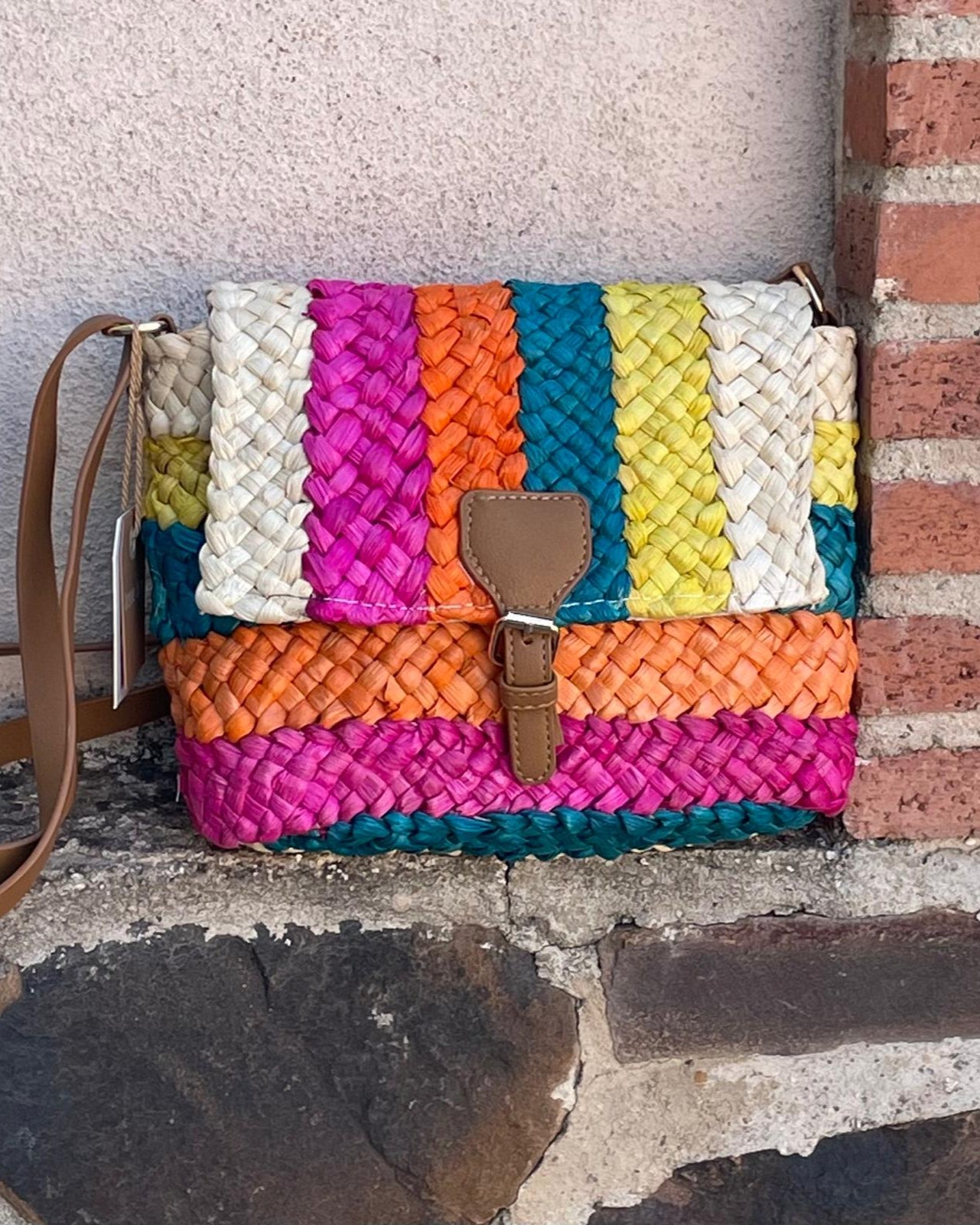 BOLSO EN RAFIA MULTICOLOR